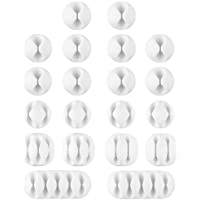 U-horizon 20 Piezas Clips de Cable Duraderos- Organizador de Cable- Sistema de Gestión de Cable- con Autoadhesivo Fuerte…
